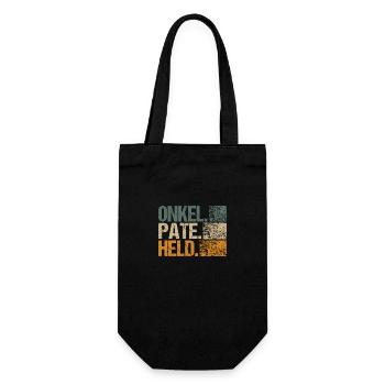 Onkel Patenonkel Pate Taufpate Taufe Retro Spruch - Geschenkbeutel für Flaschen - Schwarz - Vorne