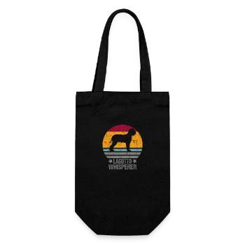 Lagotto Romagnolo Hunde Flüsterer Retro - Geschenkbeutel für Flaschen - Schwarz - Vorne
