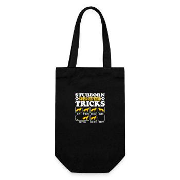 Schweizer Schäferhund Stubborn Tricks Spruch - Geschenkbeutel für Flaschen - Schwarz - Vorne