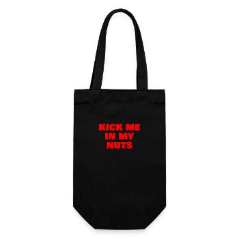 Kick me in my Nuts - Geschenkbeutel für Flaschen - Schwarz - Vorne