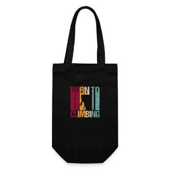 Geboren zum Kletten Klettersport Spruch Retro - Geschenkbeutel für Flaschen - Schwarz - Vorne