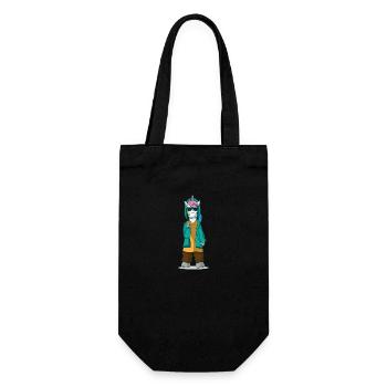 Mittelfinger Stinkefinger Einhorn Unicorn Geschenk - Geschenkbeutel für Flaschen - Schwarz - Vorne
