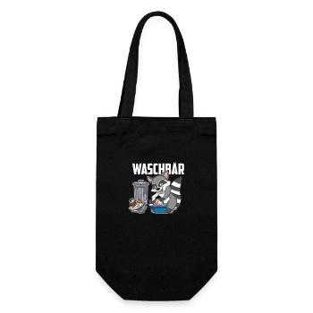 Waschbär wäscht Wäsche Camping Abwasch Geschenk - Geschenkbeutel für Flaschen - Schwarz - Vorne