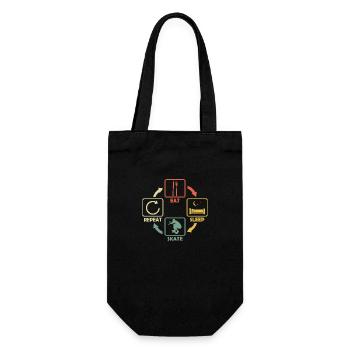 Skateboarder Skater Eat Sleep Skate Spruch Retro - Geschenkbeutel für Flaschen - Schwarz - Vorne