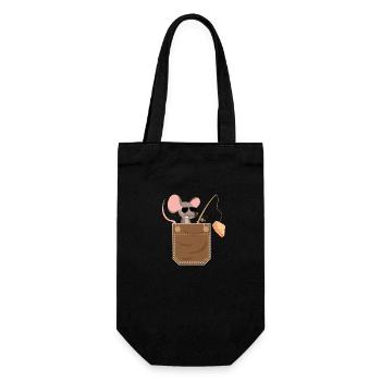 Coole Maus mit Angel Fake Brusttasche Hemdtasche - Geschenkbeutel für Flaschen - Schwarz - Vorne