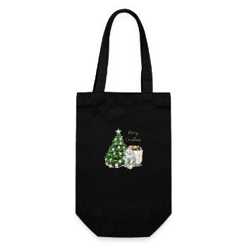 Joyeux Noël Joyeux Noël chat cadeau - Sac à bouteille - noir - Devant