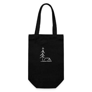 Zelt Zelten Tanne Nadelbaum Wald Zeltler Geschenk - Geschenkbeutel für Flaschen - Schwarz - Vorne
