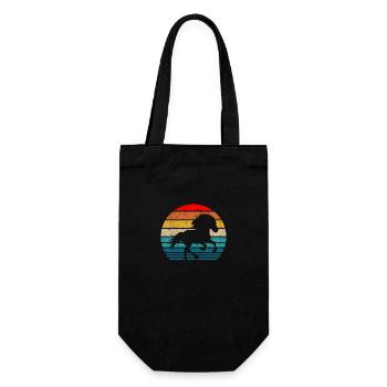 Islandpferd Tölt Pferderasse Retro Vintage Umriss - Geschenkbeutel für Flaschen - Schwarz - Vorne