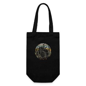 Farmer farmer vintage retro motif tractor tractor - Gift Bag for Bottles - black - Front