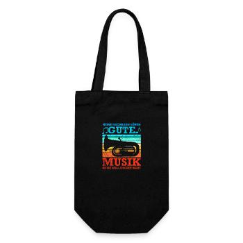 Retro Tuba Design mit Spruch - Geschenkbeutel für Flaschen - Schwarz - Vorne