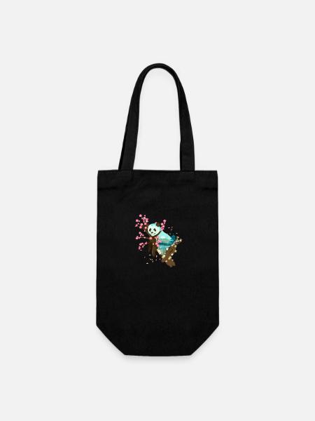 Ours panda, art asiatique japon chine - Sac à bouteille - noir