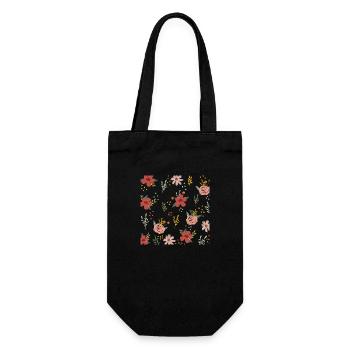 Floral Print Pattern Flower Nature Lover Cute Gift - Gift Bag for Bottles - black - Front