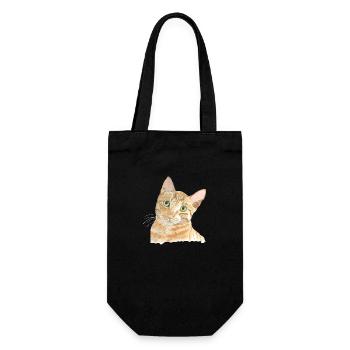 rote Katze - Geschenkbeutel für Flaschen - Schwarz - Vorne