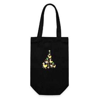 Ente Weihnachten Weihnachtsbaum - Geschenkbeutel für Flaschen - Schwarz - Vorne