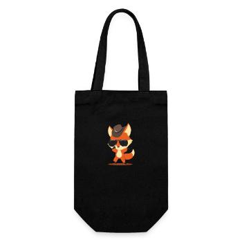 Fox with western hat sunglasses animal design - Gift Bag for Bottles - black - Front