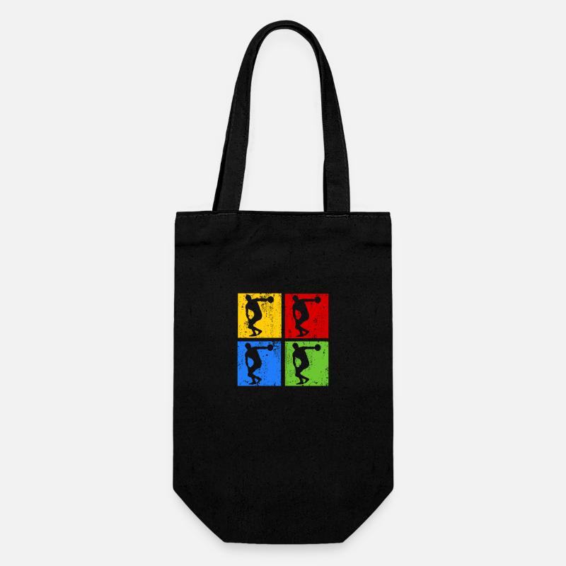Diskuswurf Diskuswerfen Pop Art Retro Silhouette - Geschenkbeutel für Flaschen - Schwarz