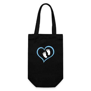 Baby Boy Footprint with Heart - Gift Bag for Bottles - black - Front
