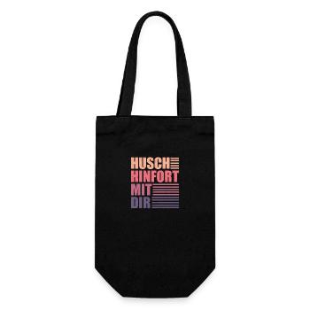 Husch hinfort mit dir! Unnötiger Sozialkontakt - Geschenkbeutel für Flaschen - Schwarz - Vorne