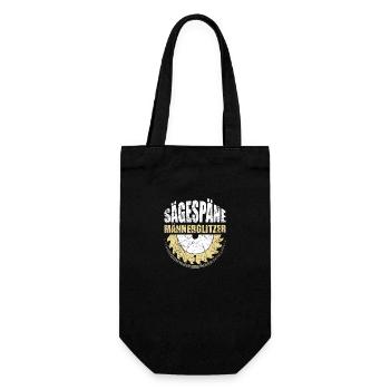 Tischer Geschenk Schreiner Spruch Sägespäne - Geschenkbeutel für Flaschen - Schwarz - Vorne