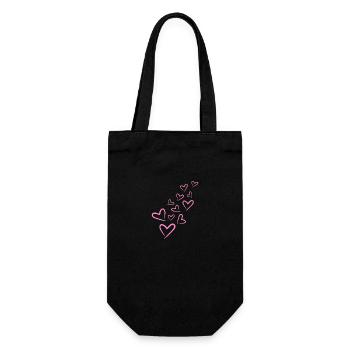 Herzchen Herz Muster Rosa - Geschenkbeutel für Flaschen - Schwarz - Vorne