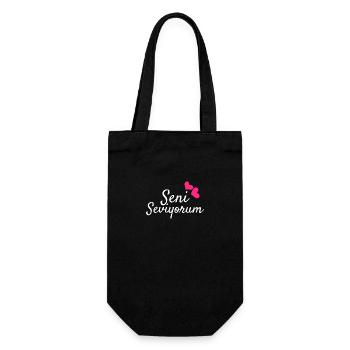Seni Seviyorum Turkish Gift Idea - Gift Bag for Bottles - black - Front