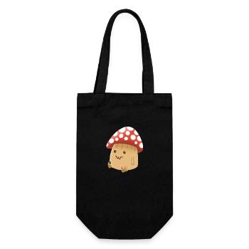 Hand Drawn cute Capped Mushroom Man - Gift Bag for Bottles - black - Front