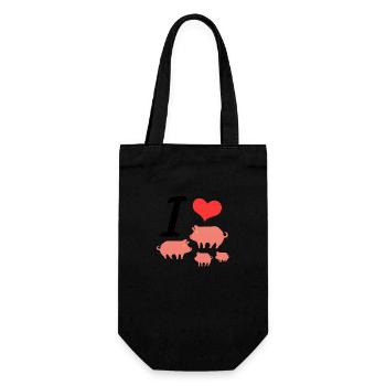 I LOVE PIGS - Gift Bag for Bottles - black - Front