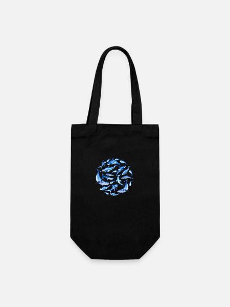 Blaue Wale Aquarell Ozean Kunst Geschenke - Geschenkbeutel für Flaschen - Schwarz