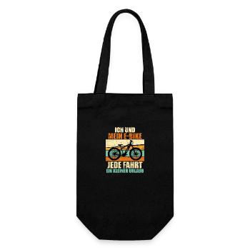 E-Bike Geschenk Spruch Vintage Fahrrad Witz Rente - Geschenkbeutel für Flaschen - Schwarz - Vorne