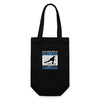Old man with longboard saying gift - Gift Bag for Bottles - black - Front