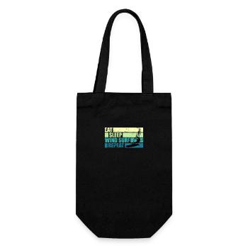 Vintage Windsurfer Geschenk Eat Sleep Windsurf - Geschenkbeutel für Flaschen - Schwarz - Vorne
