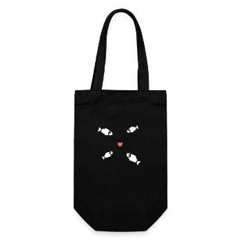 Poissons Essaim de poisson Coeur - Sac à bouteille - noir - Devant