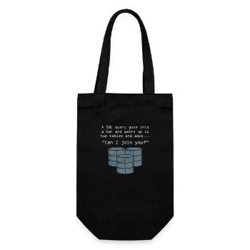 An SQL Query Goes Into A Bar - Gift Bag for Bottles - black - Front