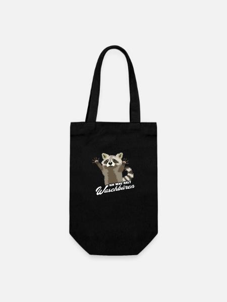 Ich mag halt Waschbären Spruch - Geschenkbeutel für Flaschen - Schwarz
