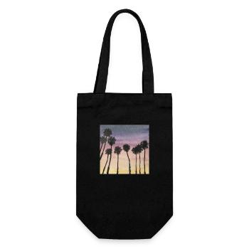 Palmen im Sonnenaufgang Sonnenuntergang - Geschenkbeutel für Flaschen - Schwarz - Vorne