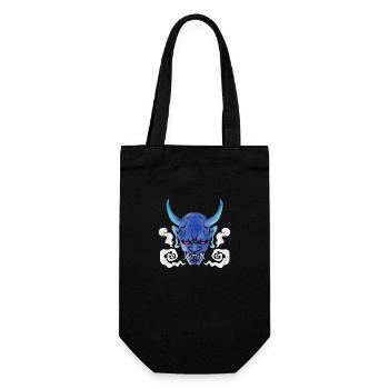 Mythologie Japanischer Oni Blau Dämon Geschenkidee - Geschenkbeutel für Flaschen - Schwarz - Vorne