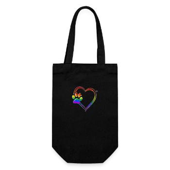 Pfote Hunde Herz Hundeliebhaber, Hund Regenbogen - Geschenkbeutel für Flaschen - Schwarz - Vorne