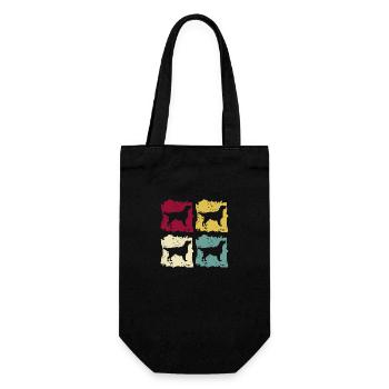 Flat Coated Retriever Retro Vintage - Geschenkbeutel für Flaschen - Schwarz - Vorne