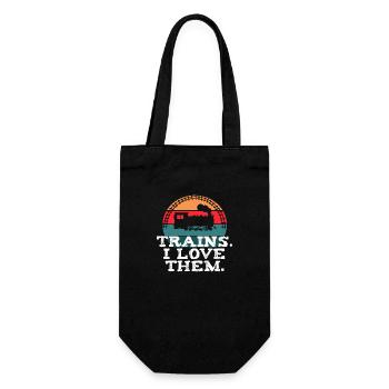 Trains. I Love Them - Gift Bag for Bottles - black - Front