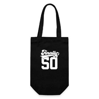 50. GEBURTSTAG FINALLY 50 JAHRGANG 1976 - Geschenkbeutel für Flaschen - Schwarz - Vorne