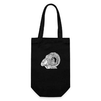 Bélier tête avec des cornes - Sac à bouteille - noir - Devant