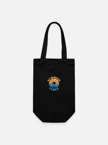 Sommer Vibes Sonnenschein und Ozean Geschenkidee - Geschenkbeutel für Flaschen - Schwarz
