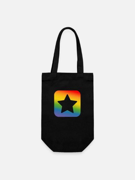 LGBT lgbtqi queer Regenbogen Stern button - Geschenkbeutel für Flaschen - Schwarz