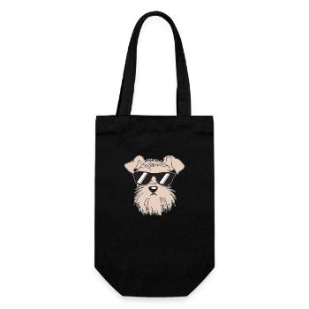 Cooler Schnauzer mit Sonnenbrille - Geschenkbeutel für Flaschen - Schwarz - Vorne