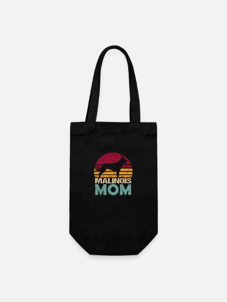Belgischer Schäferhund Malinois Mama Mom Vintage - Geschenkbeutel für Flaschen - Schwarz