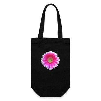 Gerbera pink Blüte Blume Blumenranke floral blumig - Geschenkbeutel für Flaschen - Schwarz - Vorne