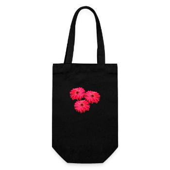 blühende Gerbera Blume Gerberas Blüten floral - Geschenkbeutel für Flaschen - Schwarz - Vorne