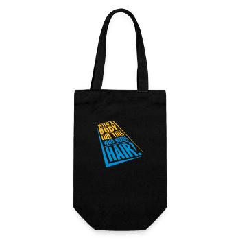 Who Needs Hair Spruch - Geschenkbeutel für Flaschen - Schwarz - Vorne