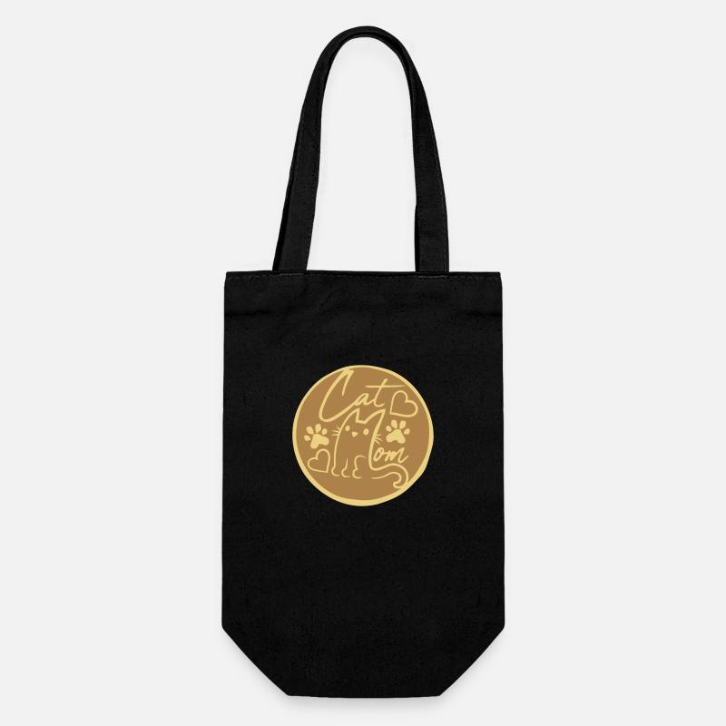 Logo rond Cat Mom - Sac à bouteille - noir