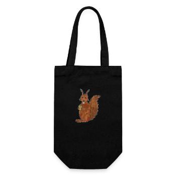 écureuil doux avec écrou de chêne avec contours - Sac à bouteille - noir - Devant